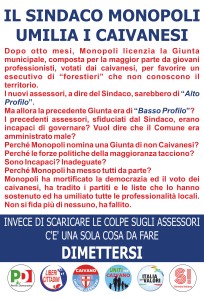 Manifesto monopoli umilia i caivanesi