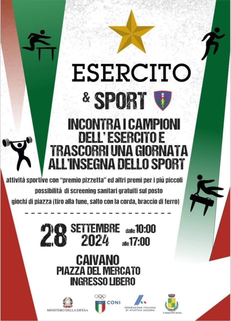 IL MAXI EVENTO. Caivano, semaforo verde per la II edizione di “Esercito & Sport” con atleti delle Olimpiadi di Parigi e Fanfara dei Bersaglieri