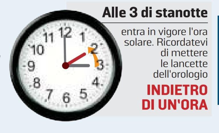 Ritorna l’ora solare, stanotte spostare le lancette indietro di un’ora