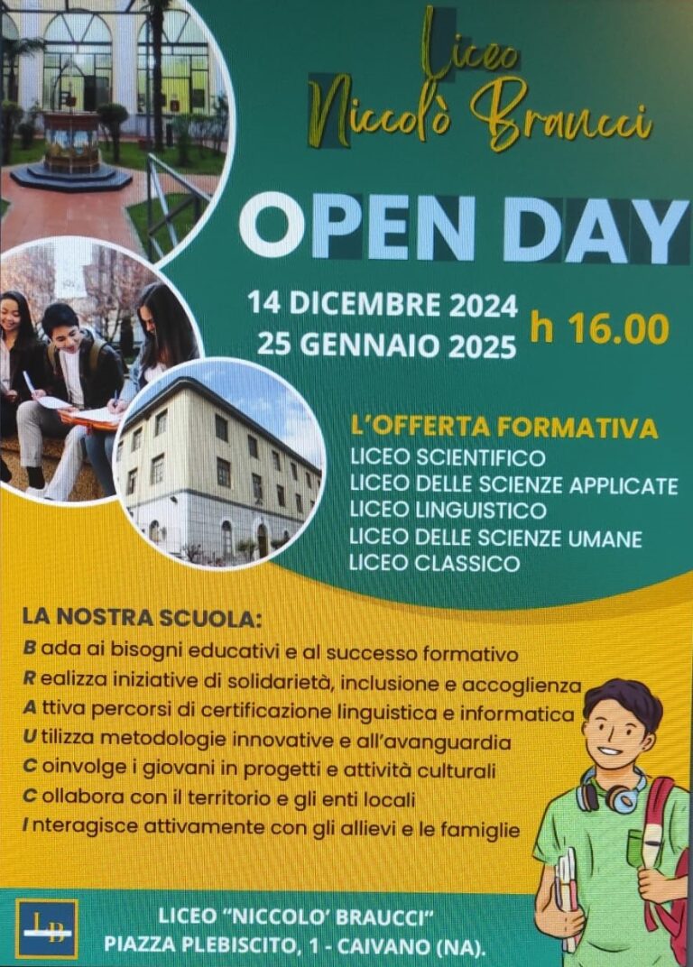 L’EVENTO. Caivano, tutto pronto per l’imperdibile Open Day del liceo statale “Niccolò Braucci”  